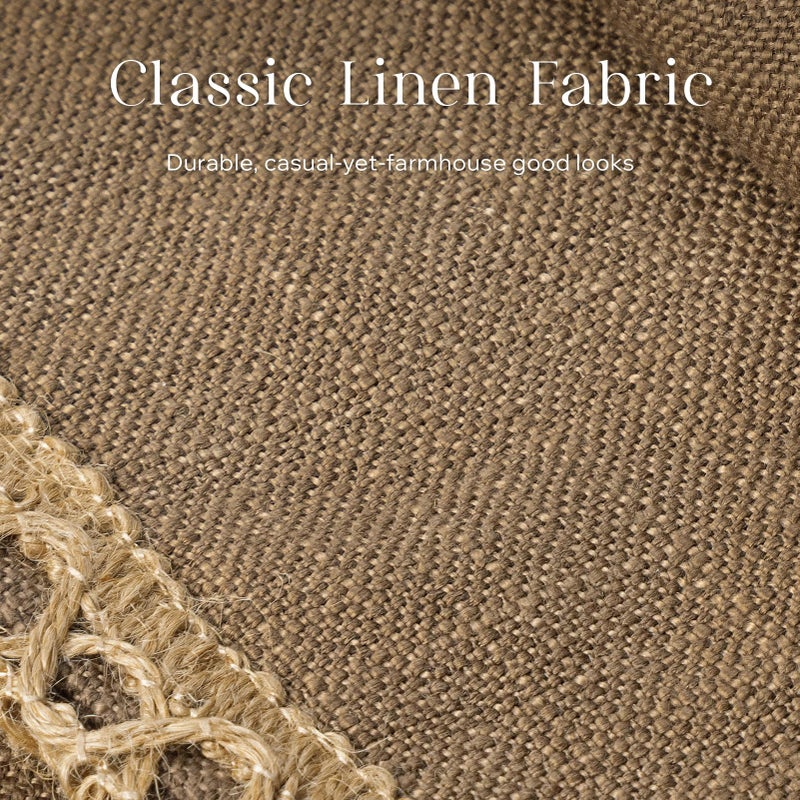 Phantoscope Pack of 2 Farmhouse Decorative Solid Throw Decorative Pillow Cover Burlap Linen Trimmed Tailored Edges Coffee 26 x 26 inches, 65 x 65 cm - Image 2